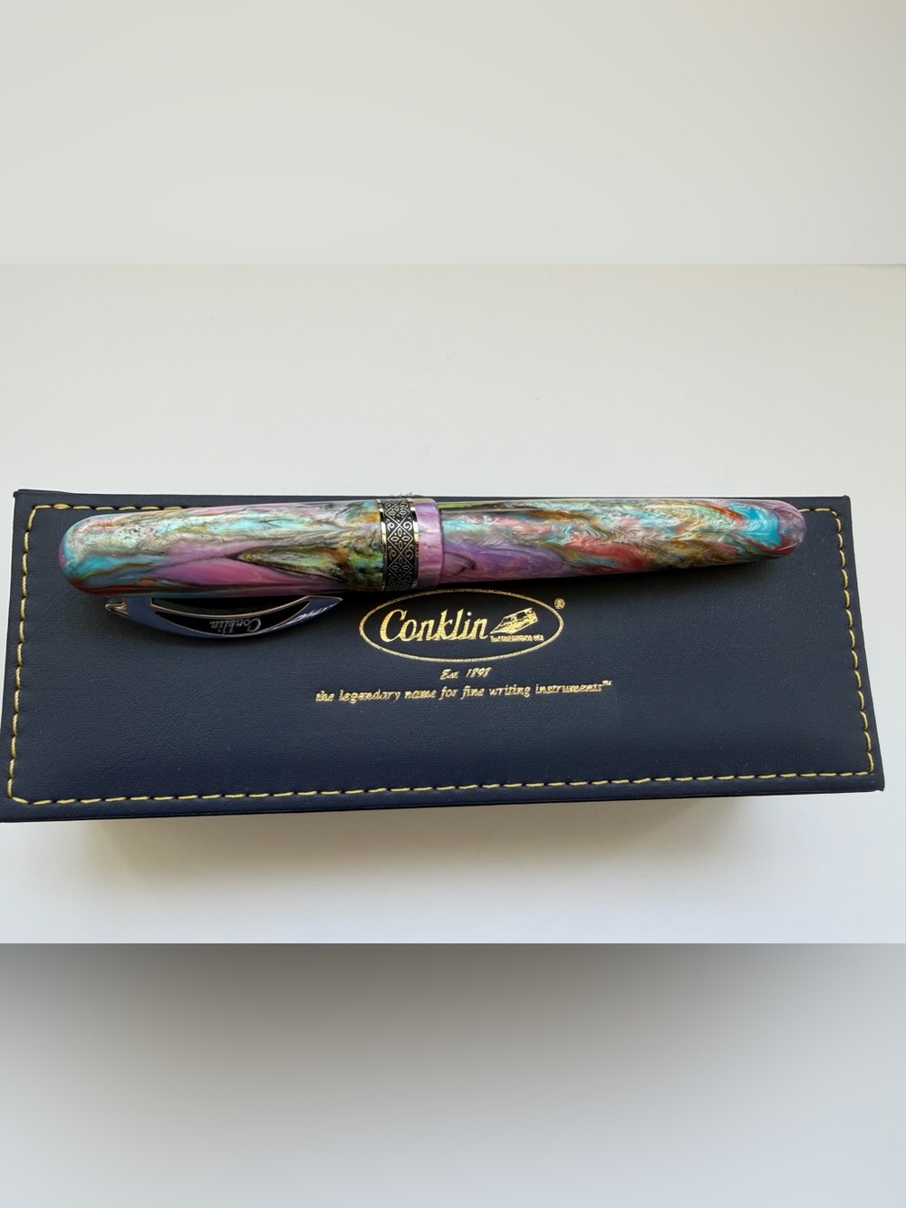 NIP Conklin 1898 Fountain Pen Primary Manipulation 4.5 Steel Nib Medium Rainbow